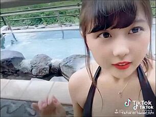 I can't stop starin at this japanese girls big boobs while she dances on the beach