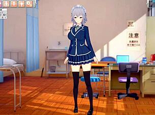 touhou sakuya enjoys big tits massage in 3d anime game