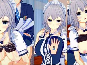 touhou sakuya enjoys big tits massage in 3d anime game