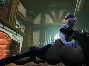 draenei gets wild with a transforming werewolf in this warcraft parody