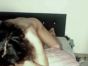 Riding cock bent over in bedroom