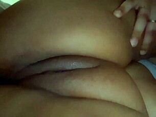 teen plays with messy shaven pussy