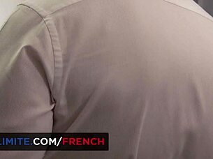 Redhead and brunette babes in doggystyle threesome at office