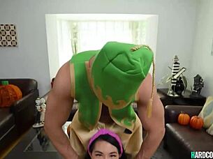 Watch Petite Asian Teen Suck Big Cock On Halloween!