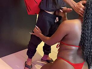 Wet pussy squirt for delivery guy