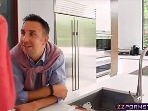 The busty blonde real estate agent seduces her client in stockings.