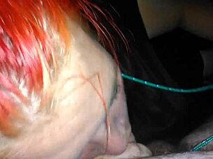 Redhead Babe Sucks and Strokes in Reality Blowjob Scene