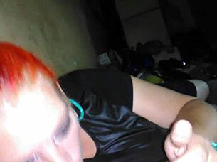 Redhead Babe Sucks and Strokes in Reality Blowjob Scene