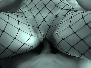 Surprised by her fishnet stockings in this homemade cowgirl ride.