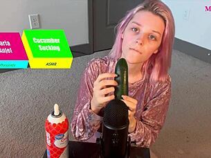 Petite Teen Sucks Cucumber Deepthroat