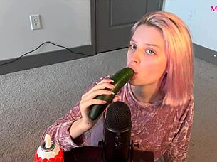 Petite Teen Sucks Cucumber Deepthroat