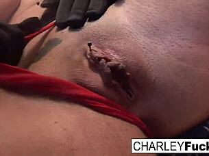 charley chase begs for whipping on her big tits and pussy.