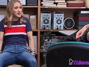 Kasey blows officer's big cock