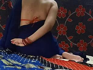 Hot Indian girl Priyanshi Sharma masturbating with dildo in saree