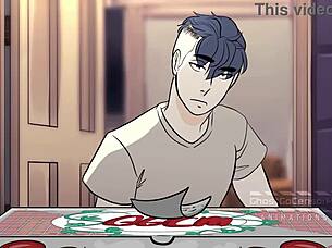 gay guys having fun with pizza and rough play