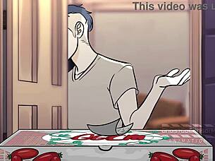 gay guys having fun with pizza and rough play