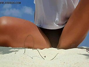 extreme slut plays with wet pussy and ass outdoors, teasing amateurs