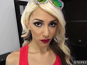 blond teen masturbates while latin girl watches with big boobs