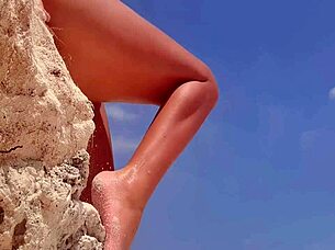 extreme slut plays with wet pussy and ass outdoors, teasing amateurs