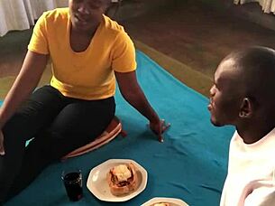 single ebony girl on horny date with monster cock guy fucking doggystyle