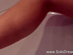 solo babe in bath seduces with dildo – join her?