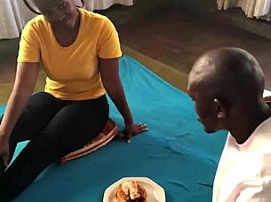 single ebony girl on horny date with monster cock guy fucking doggystyle