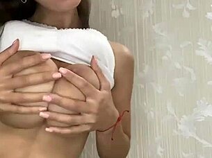 Kittykriss drops big natural tits, bouncing wildly homemade