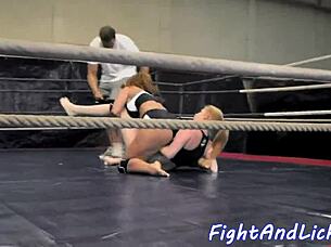 Watch These Wrestling Lesbian Babes Enjoy Their Ring Time!
