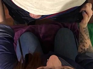 redhead latina amateur makes her boyfriend cum in mouth with pov blowjob and friend watching