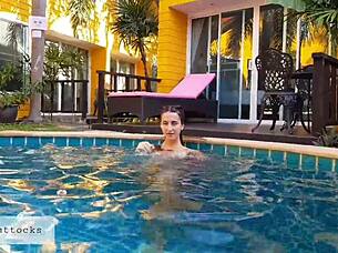 Teen Girl Loves Swimming Naked In The Pool And Masturbating Outdoors!