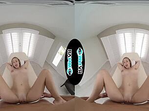 Wet VR swim suit strip and fuck with young Angel