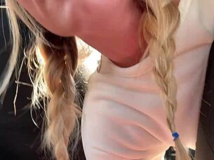 Claudia Mac Delivers Powerful Blowjob To Blonde Lover!