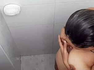 I grab my stepsister while she showers