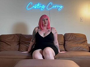 curvy bbw audition for dominatrix role, cumming twice from blowjob