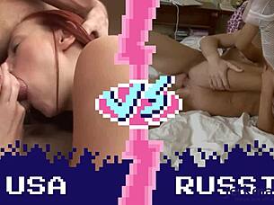 Watch USA and Russia Battle in a Monster Cock Cumshot Showdown Round 4