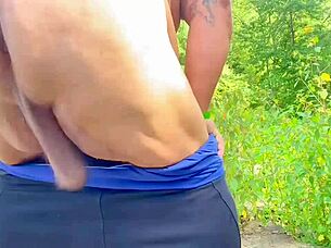 A fat fireman enjoys being watched