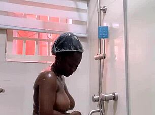 shaved amateur babe masturbating in bathroom