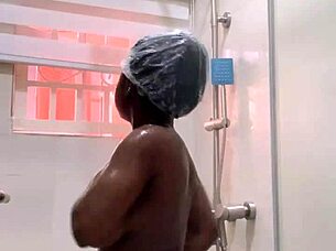 shaved amateur babe masturbating in bathroom