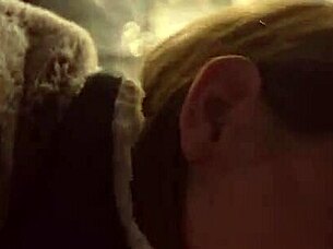 Blonde wife gives risky public blowjob in car almost caught