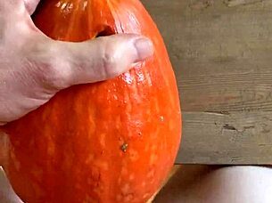 Pumpkin fucker uses big toys creatively