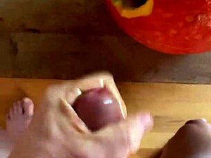 Pumpkin fucker uses big toys creatively