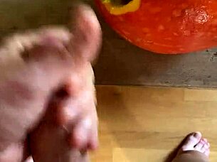 Pumpkin fucker uses big toys creatively