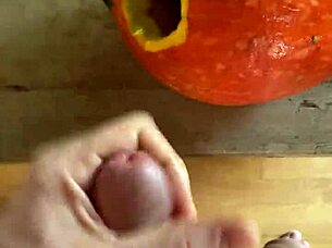 Pumpkin fucker uses big toys creatively