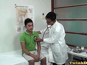 gay doctor seduces nympho asian patient in medical room with anal