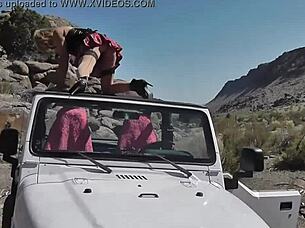Slutty Shemale Stef-Exib-Jeep-00008 Performs Hardcore Actions in Jeep Scene