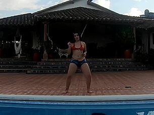 Latina whore dances horny, fucks and squirts