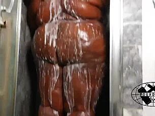 ssbbw thee drippp enjoys relaxing shower bath with ripped clothes and dripping water