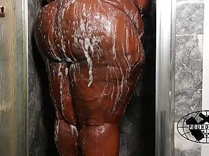 ssbbw thee drippp enjoys relaxing shower bath with ripped clothes and dripping water