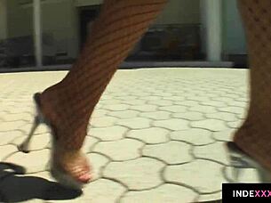 honey shows off her lovely big boobs then gets a hardcore titty fuck