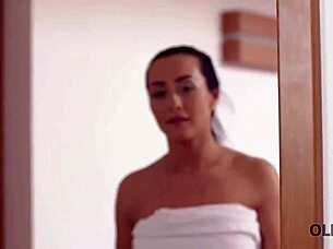 Dark-haired petite teen asks her mature daddy for intimate fun